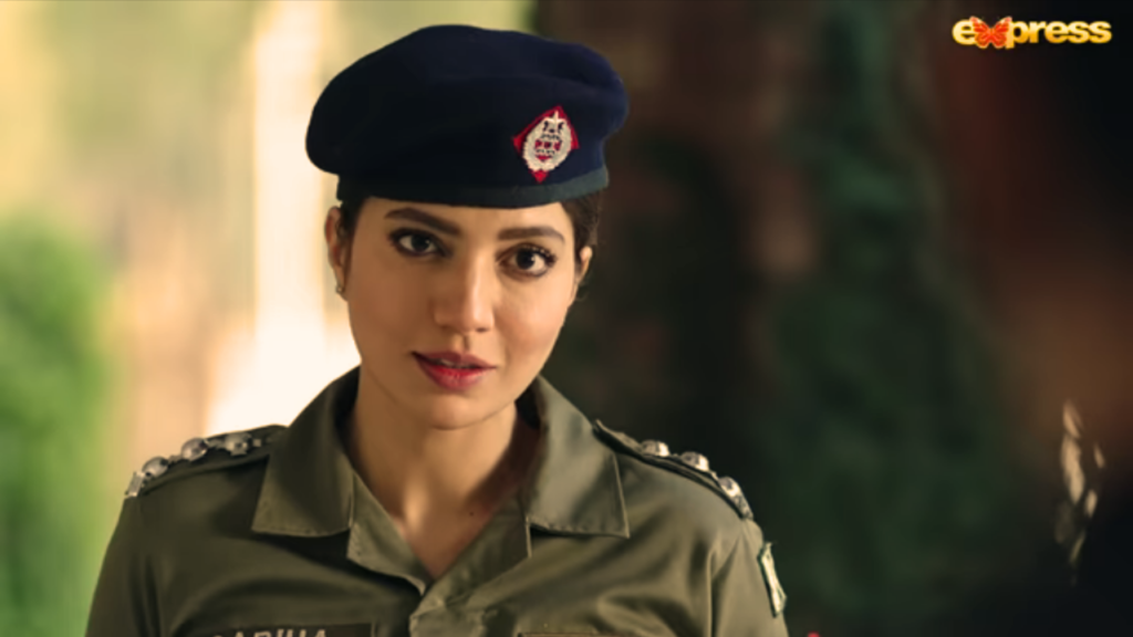 Rabia Butt as a police inspector in the trailer of the drama serial Gunah