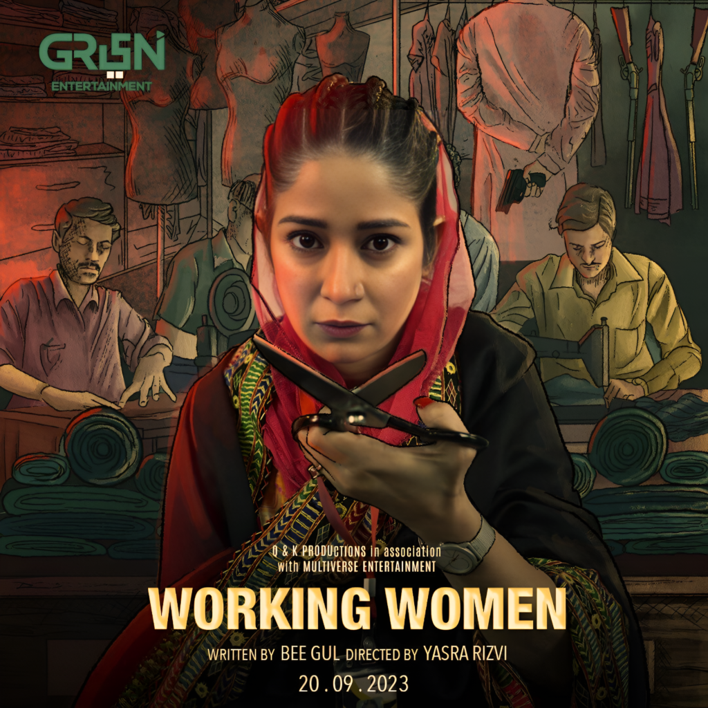 In the cast of the drama serial Working Women, Faiza Gillani plays the role of Hashmat, who is a supervisor in a garment factory and fights for the rights of workers.
