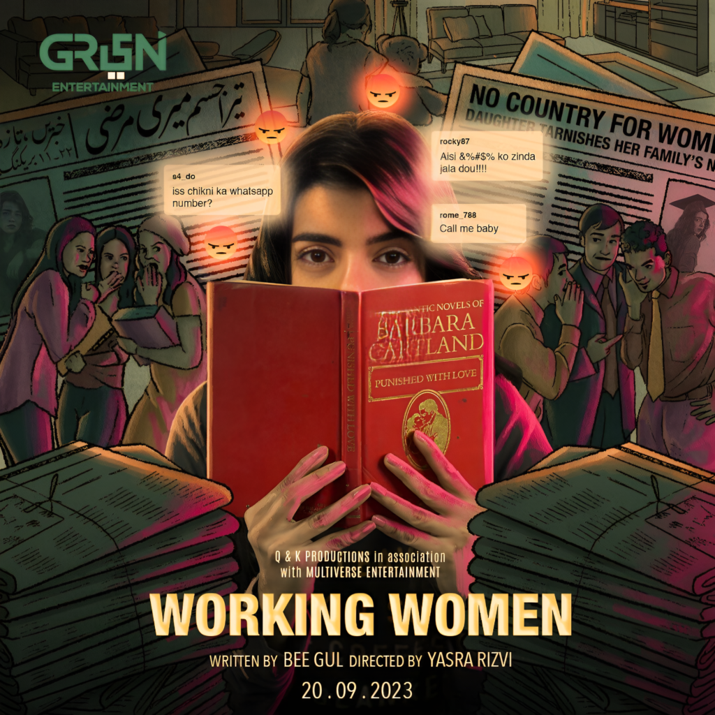 In the cast of the drama serial Working Women, Srha Asghar plays the role of Amber, a privileged, rebellious, and brave girl working in a newspaper office.